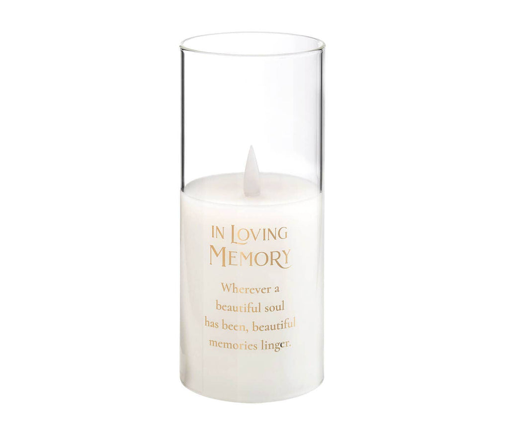 In Loving Memory Glass LED Candle Holder/Sympathy Verse