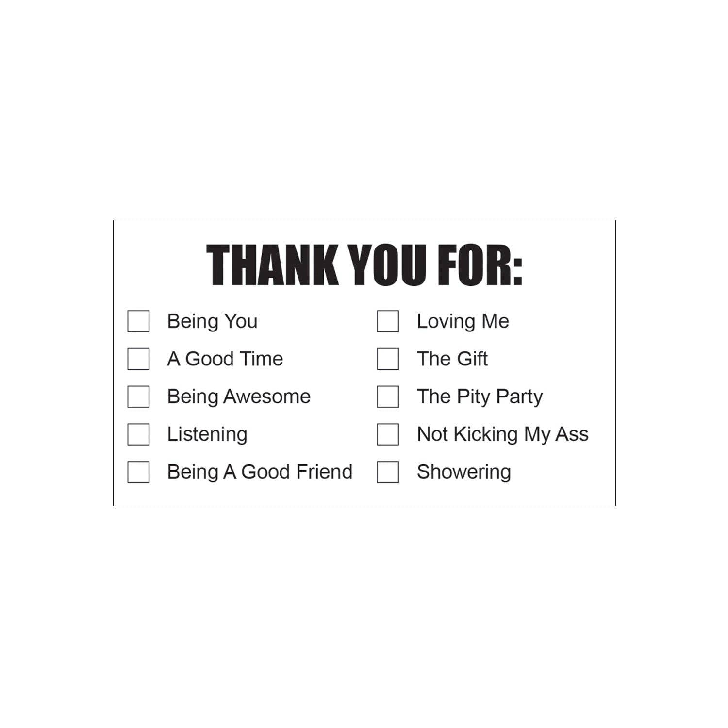 Thank You For Novelty Cards