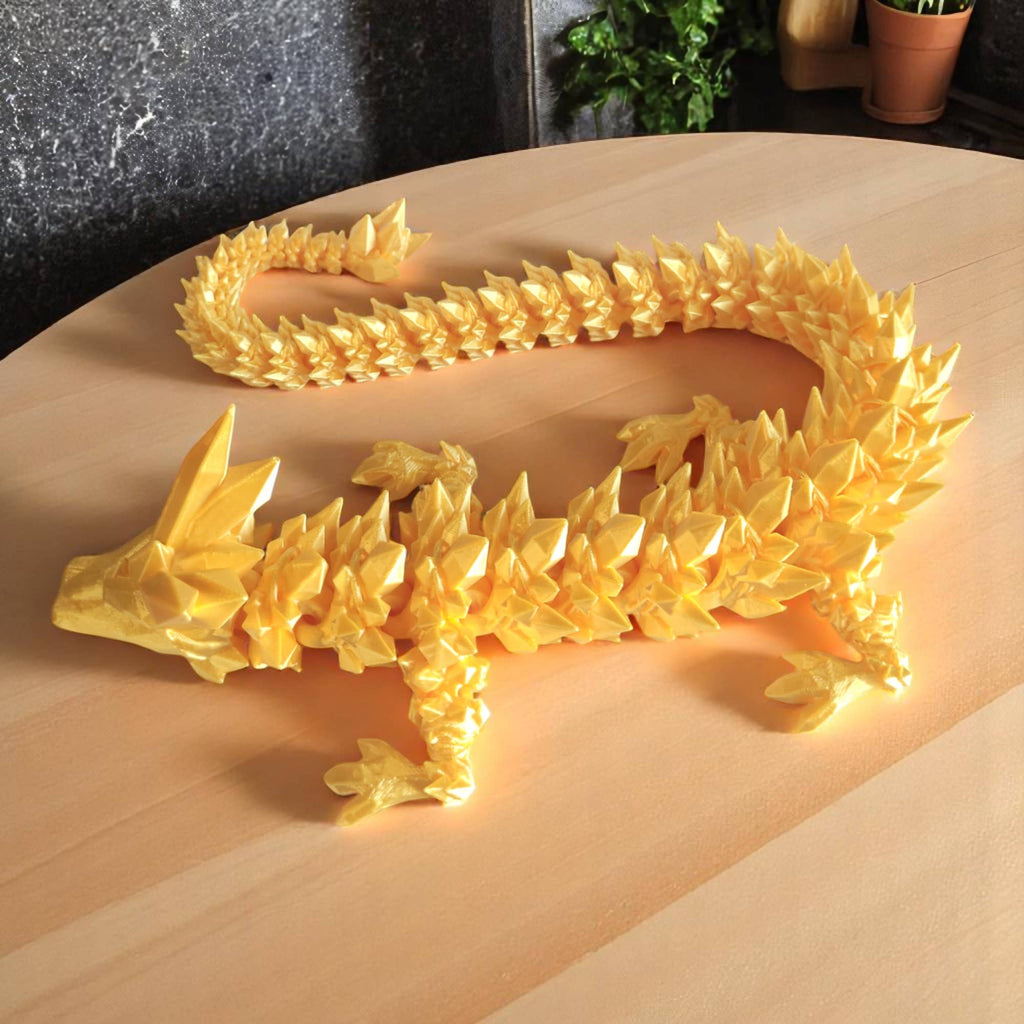 3D Printed Articulated Crystal Dragon: Tri-Color Red Blue Green / 12 inch