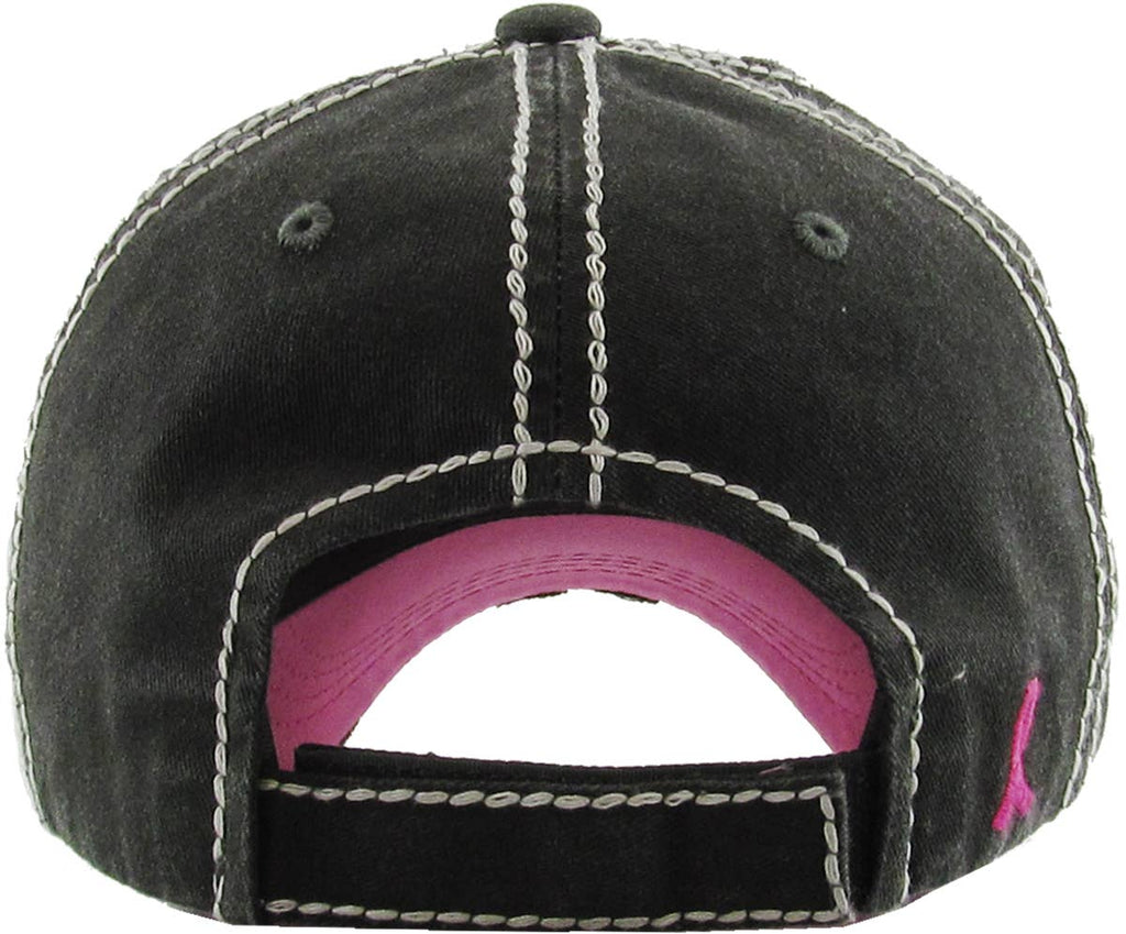 This Is My Fight Hat - Pink Ribbon Washed Vintage Black Ballcap
