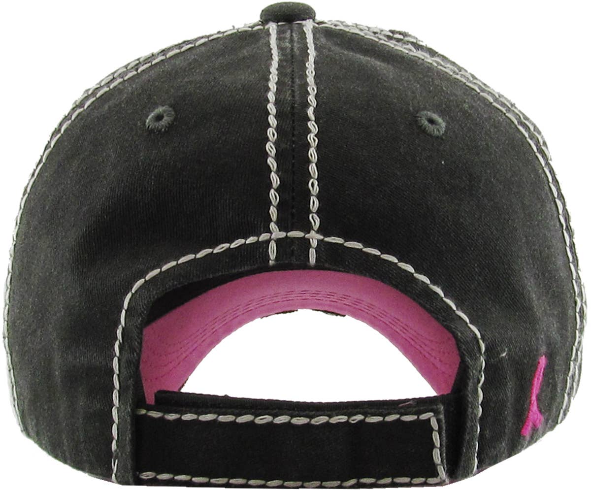This Is My Fight Hat - Pink Ribbon Washed Vintage Black Ballcap