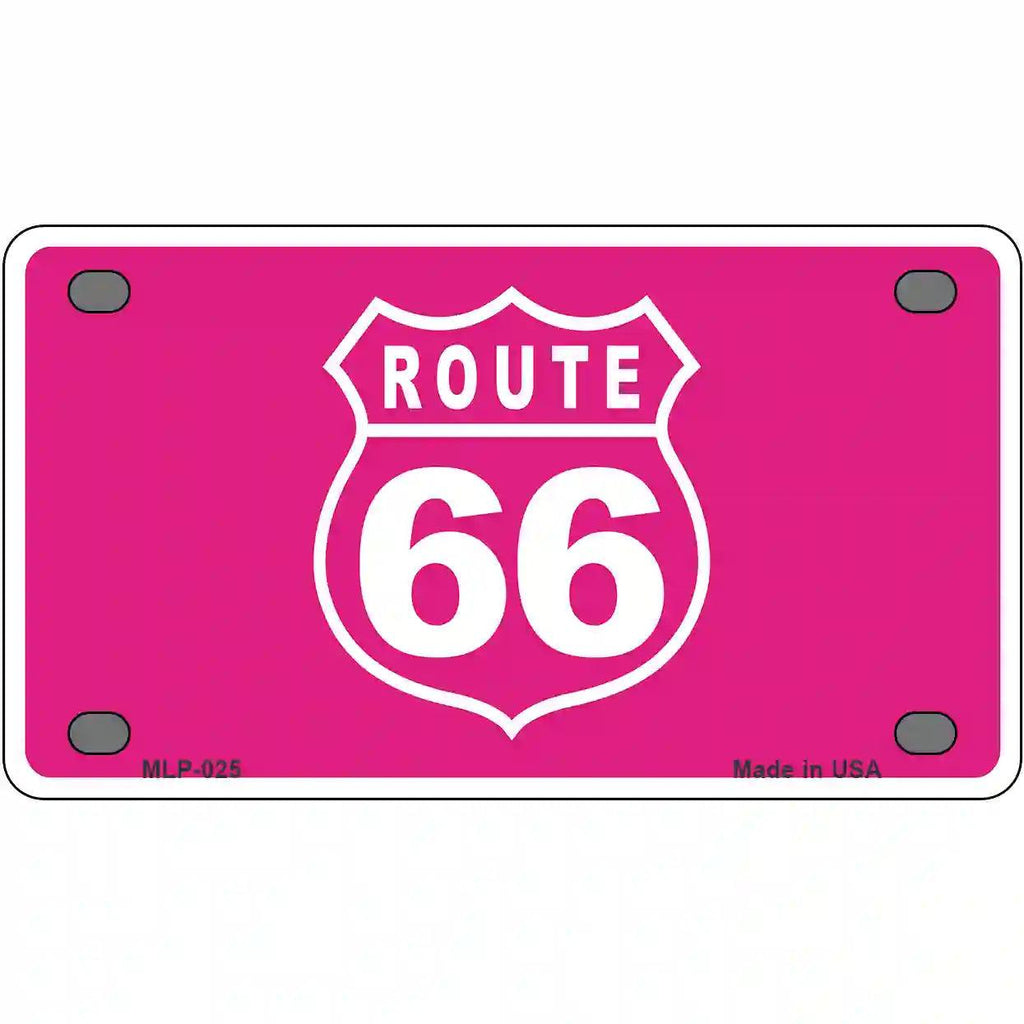 US Route 66 Pink Novelty Metal License Plate