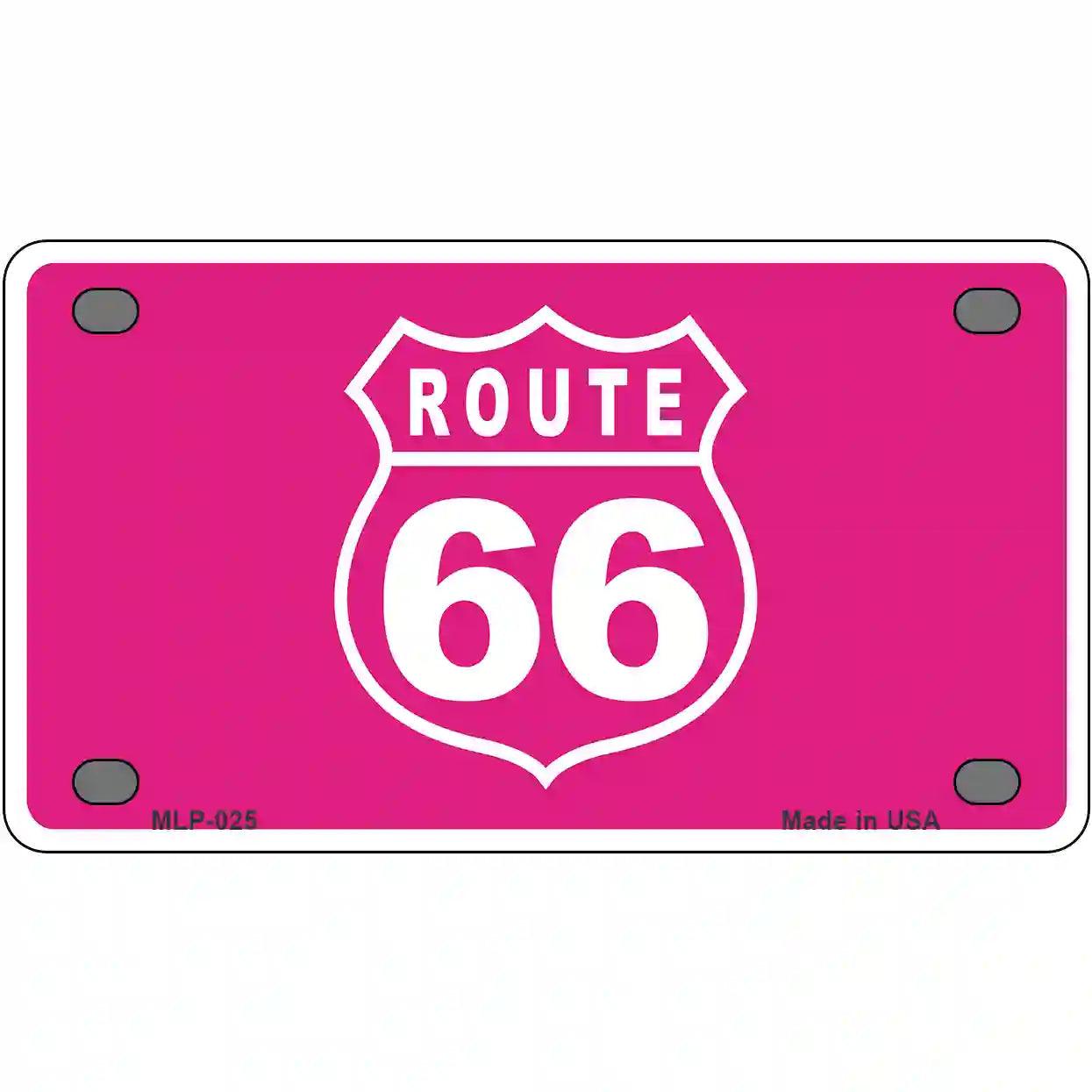 US Route 66 Pink Novelty Metal License Plate