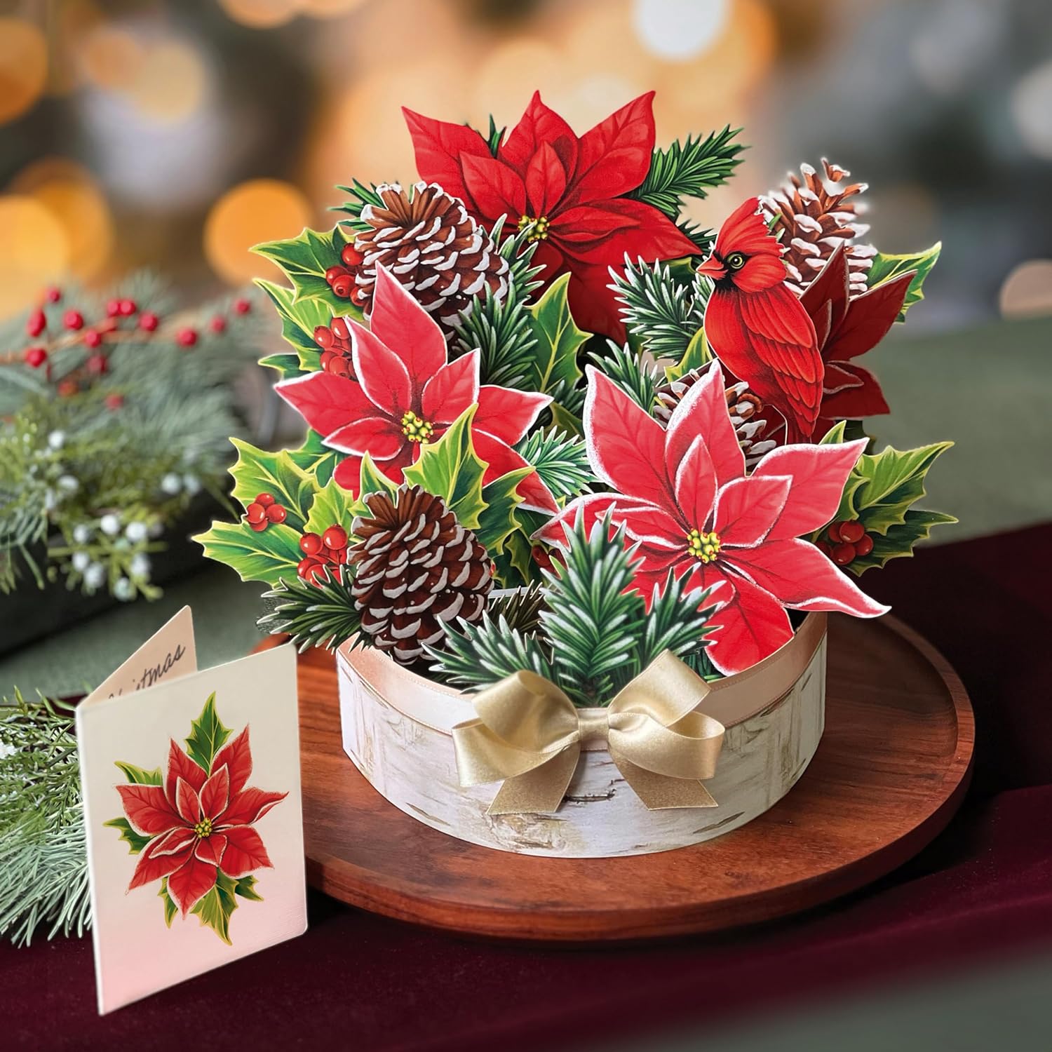 Birch Poinsettia FreshCut Paper - Pop Up Flower Bouquet