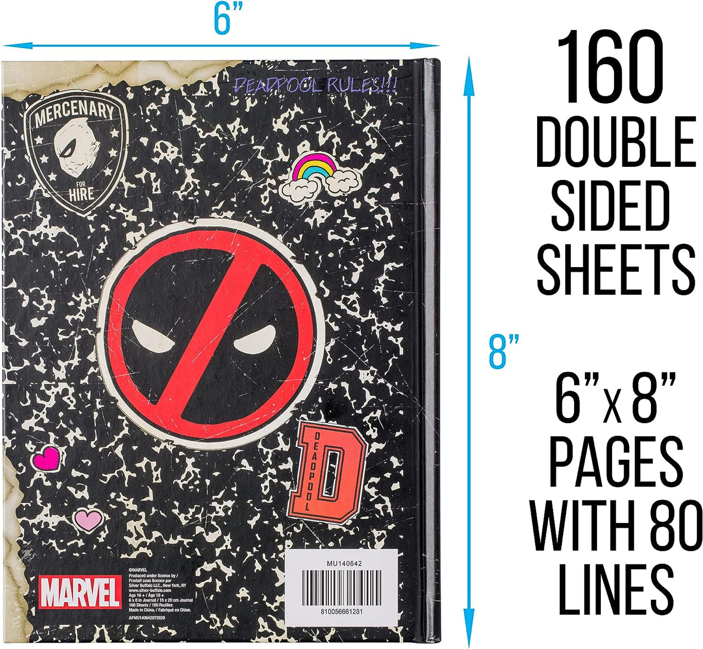 Marvel Deadpool Doodle Sticker Hard Cover Journal