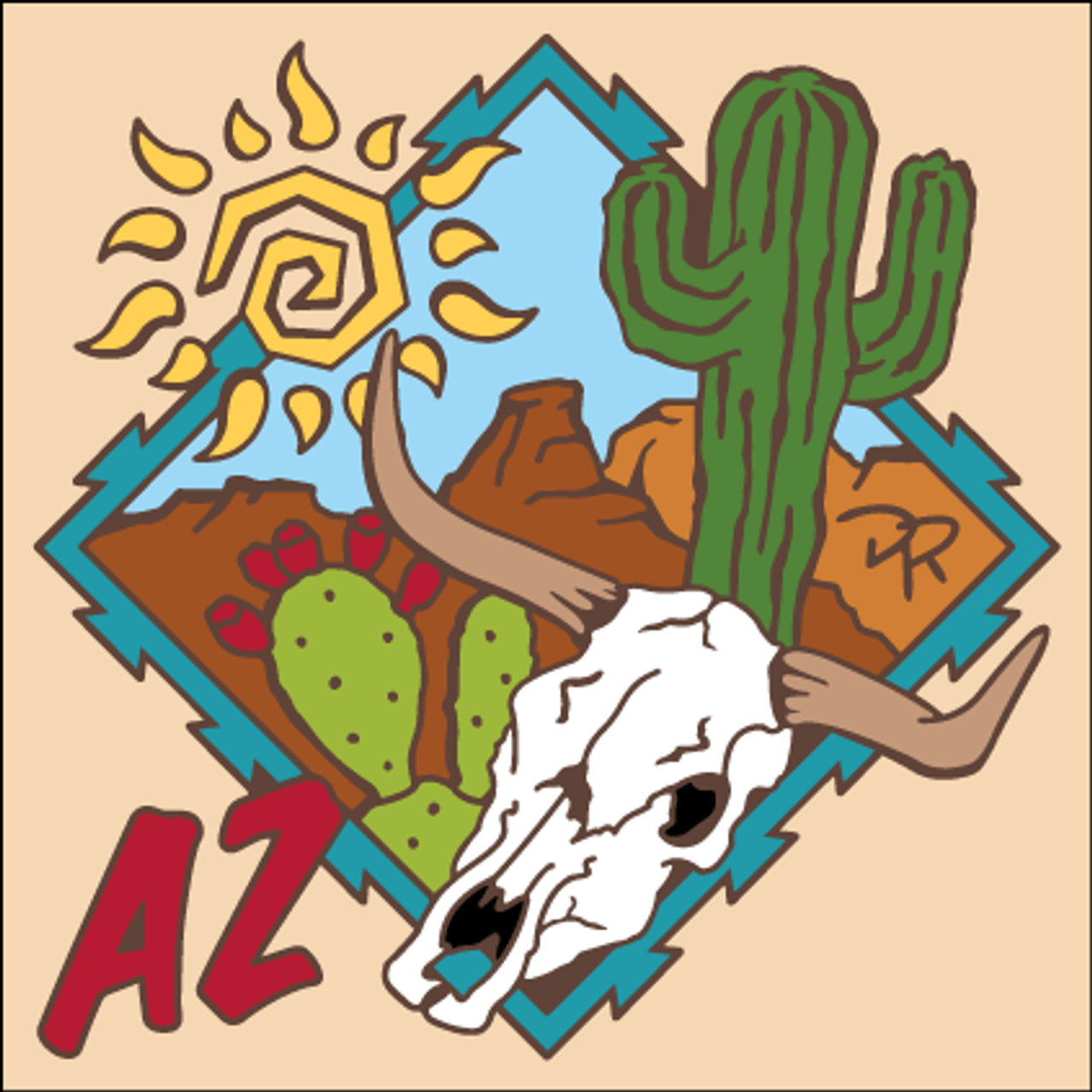 Arizona Desert Steer Skull Tile