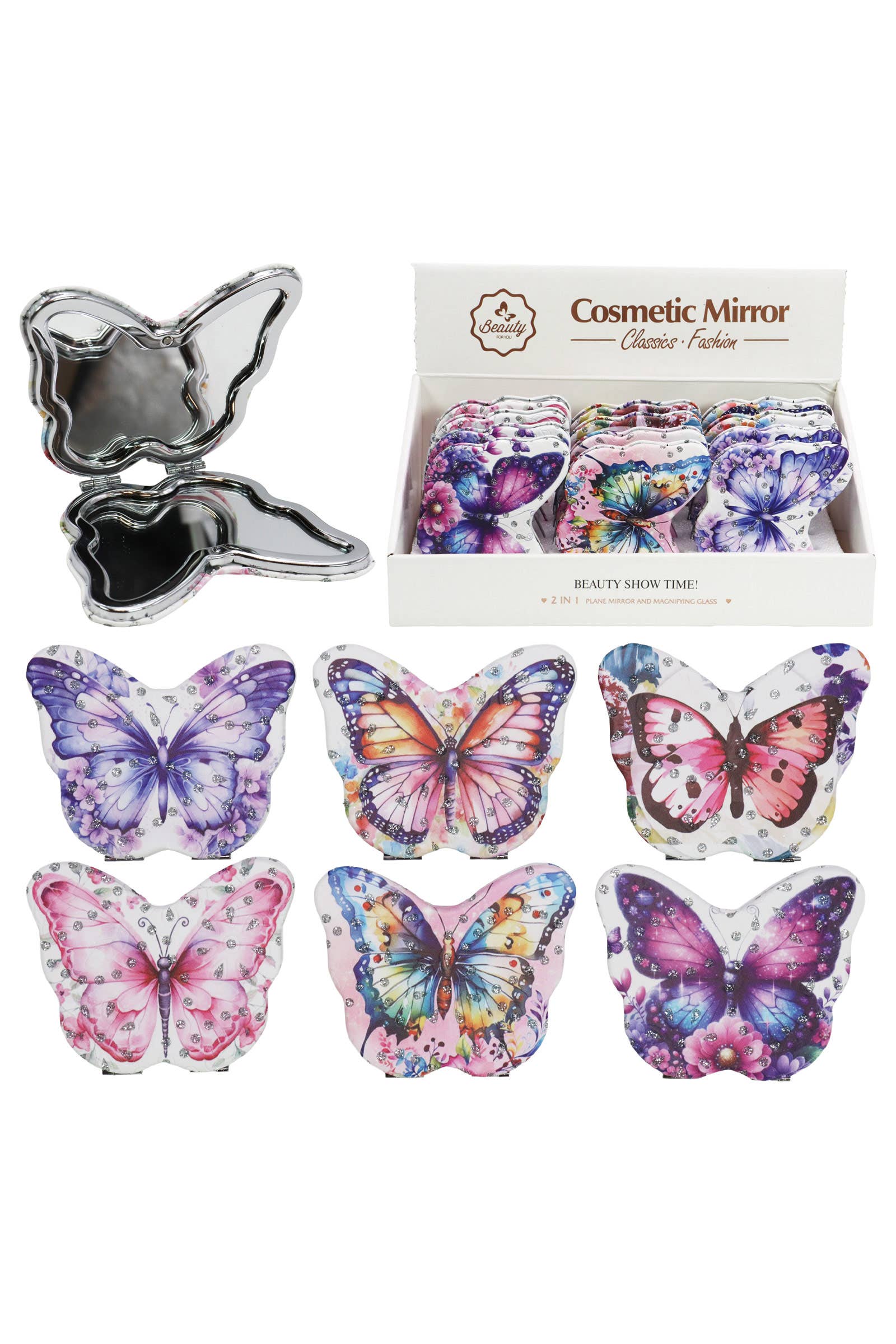 Butterfly Floral Cosmetic Compact Mirror
