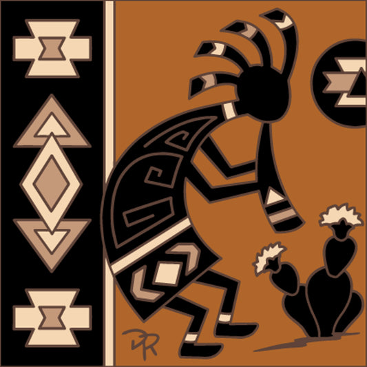 Kokopelli on Border Tile