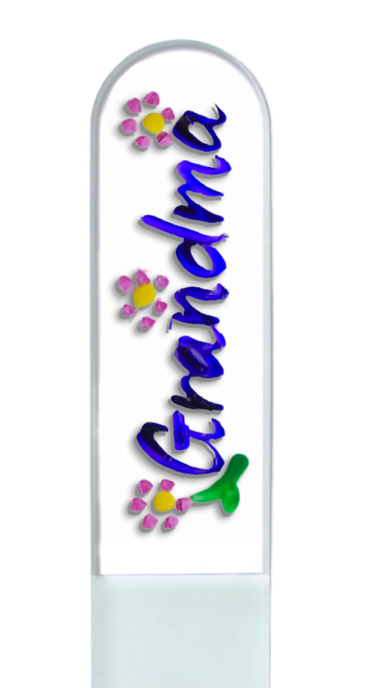 Grandma Flowers Gift Hand Painted Czech Crystal Nail File: Medium