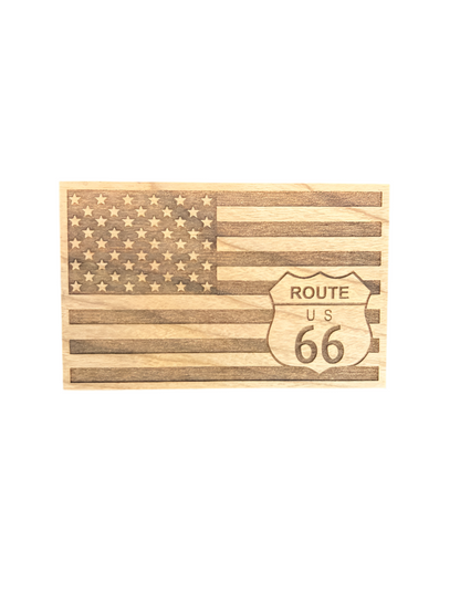 Route 66 Flag Wood Magnet