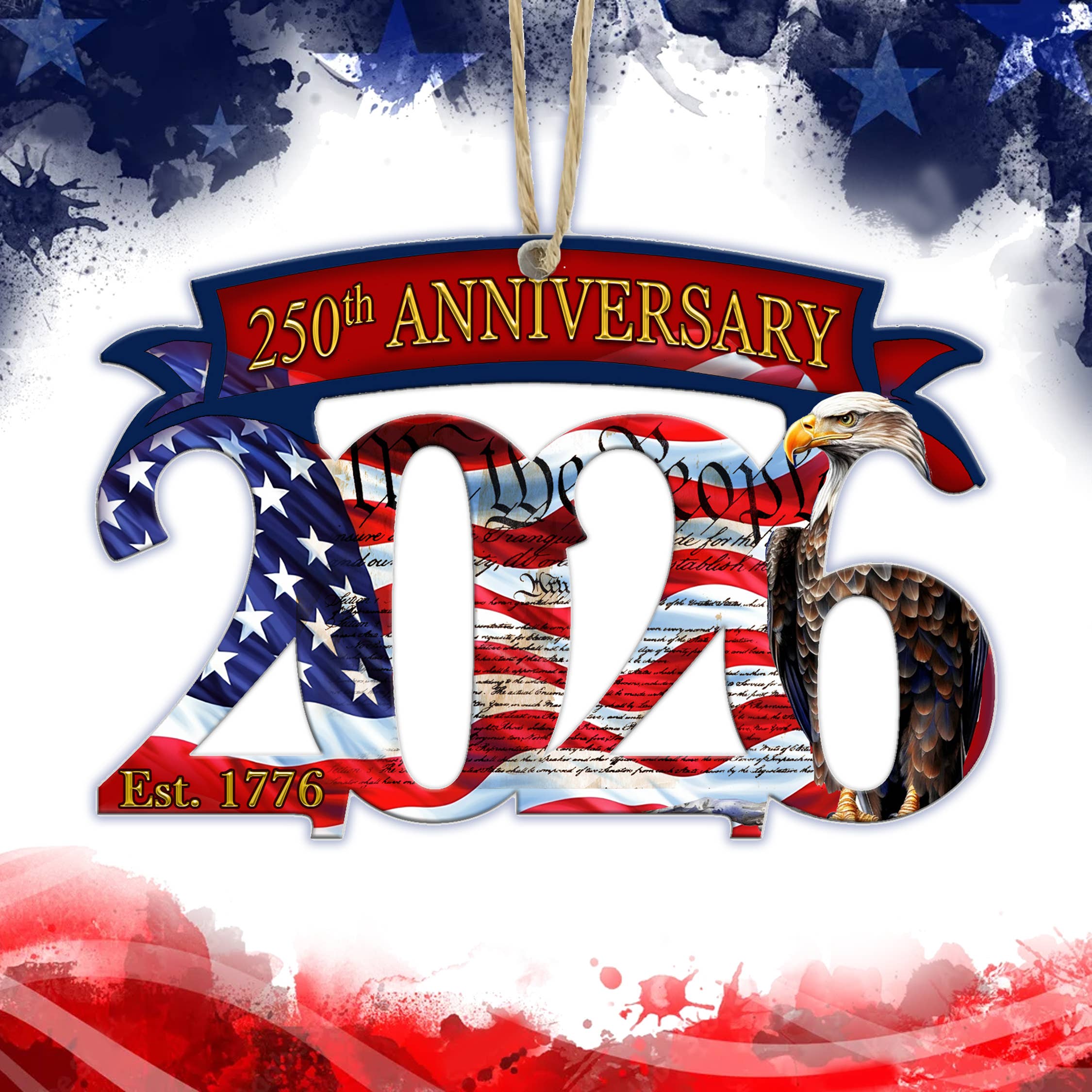 America's 250th Anniversary Wood Ornament Year 2026