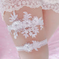 Lace Embroidery Wedding Garter Set: White
