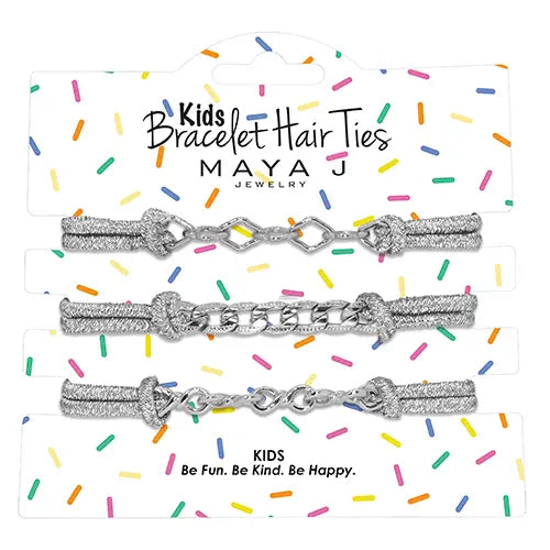 Kids Bracelet Hair Tie Maya J Silver Elastic Cord