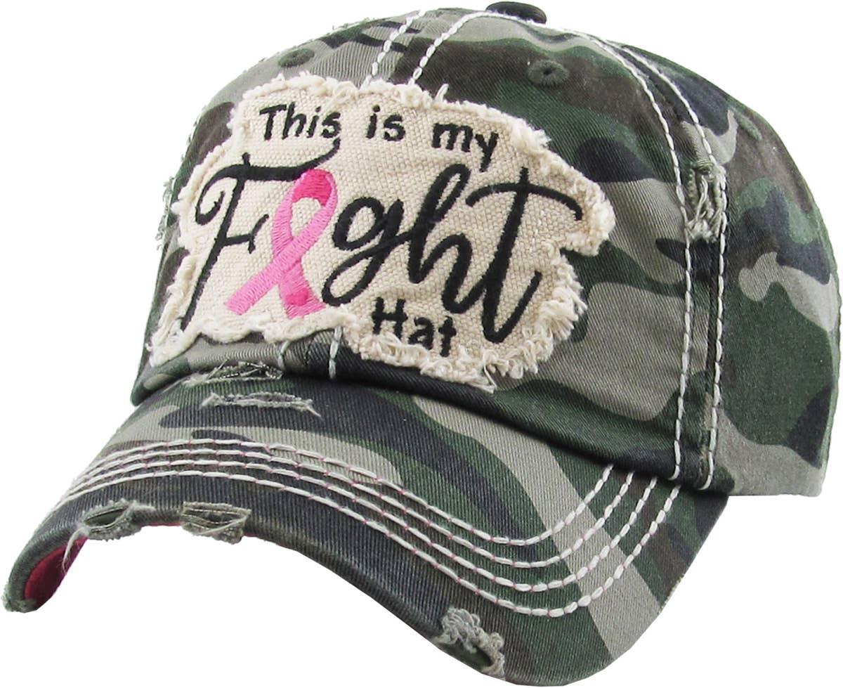 This Is My Fight Hat - Pink Ribbon Washed Vintage Black Ballcap