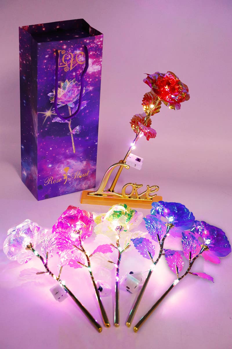 Holographic LED Light-Up Galaxy Rose Gift Box