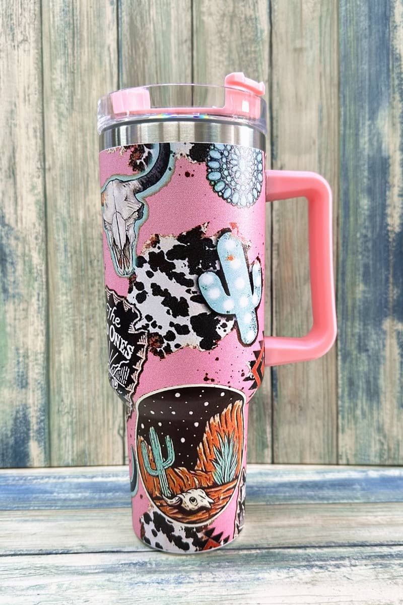 Pink Western Tumbler