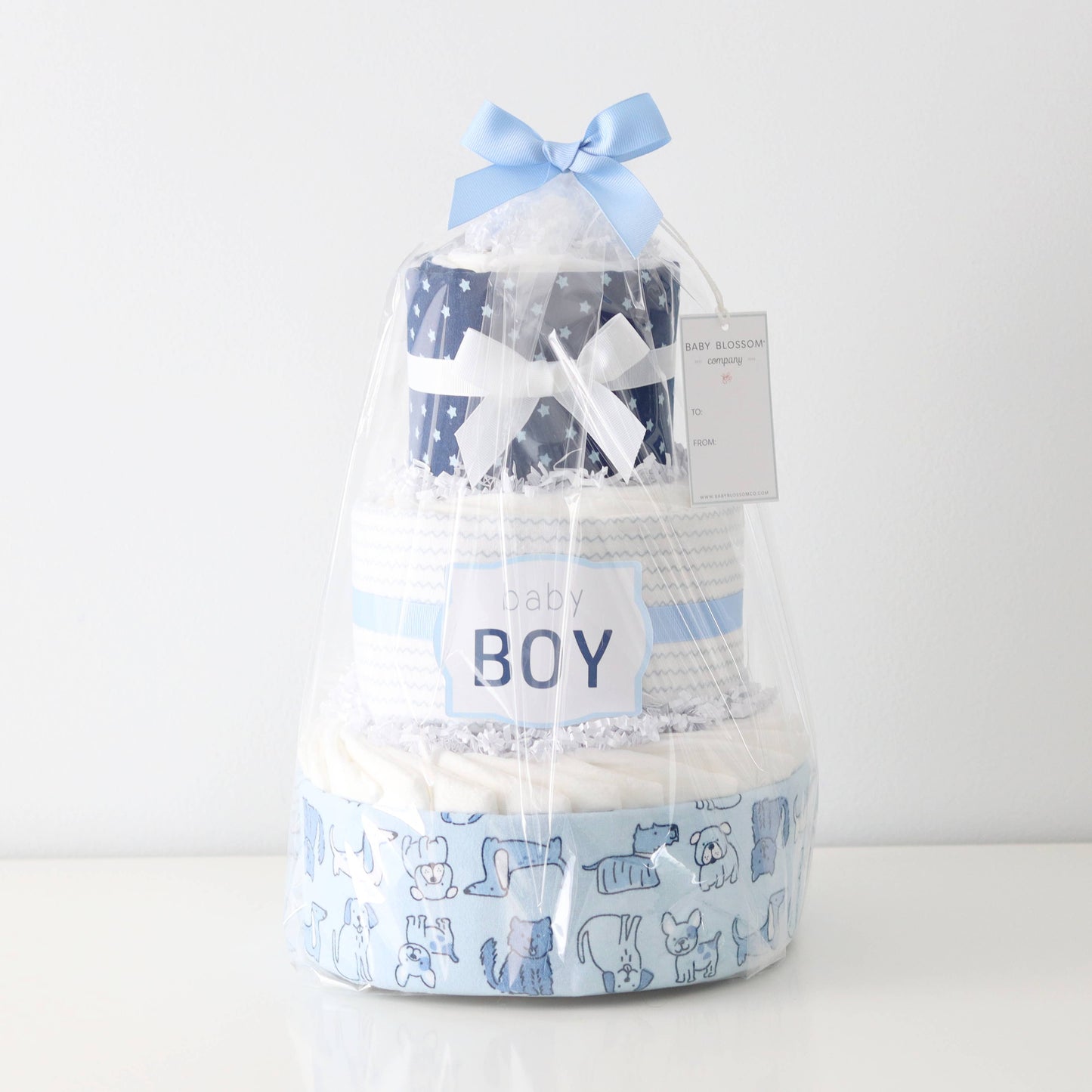 Baby Boy Puppy Diaper Cake Gift