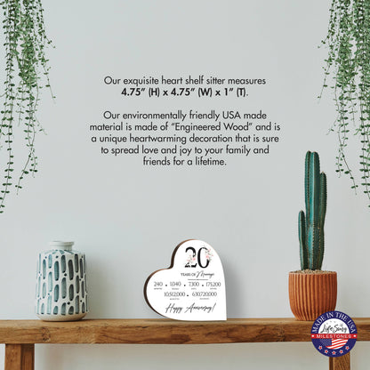 20 Years of Marriage Anniversary Heart Block Wooden Home Decor