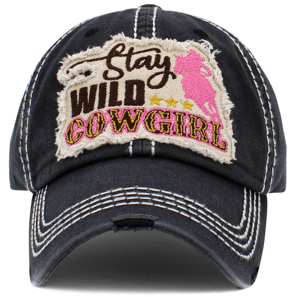 Stay Wild Cowgirl Washed Vintage Ballcap