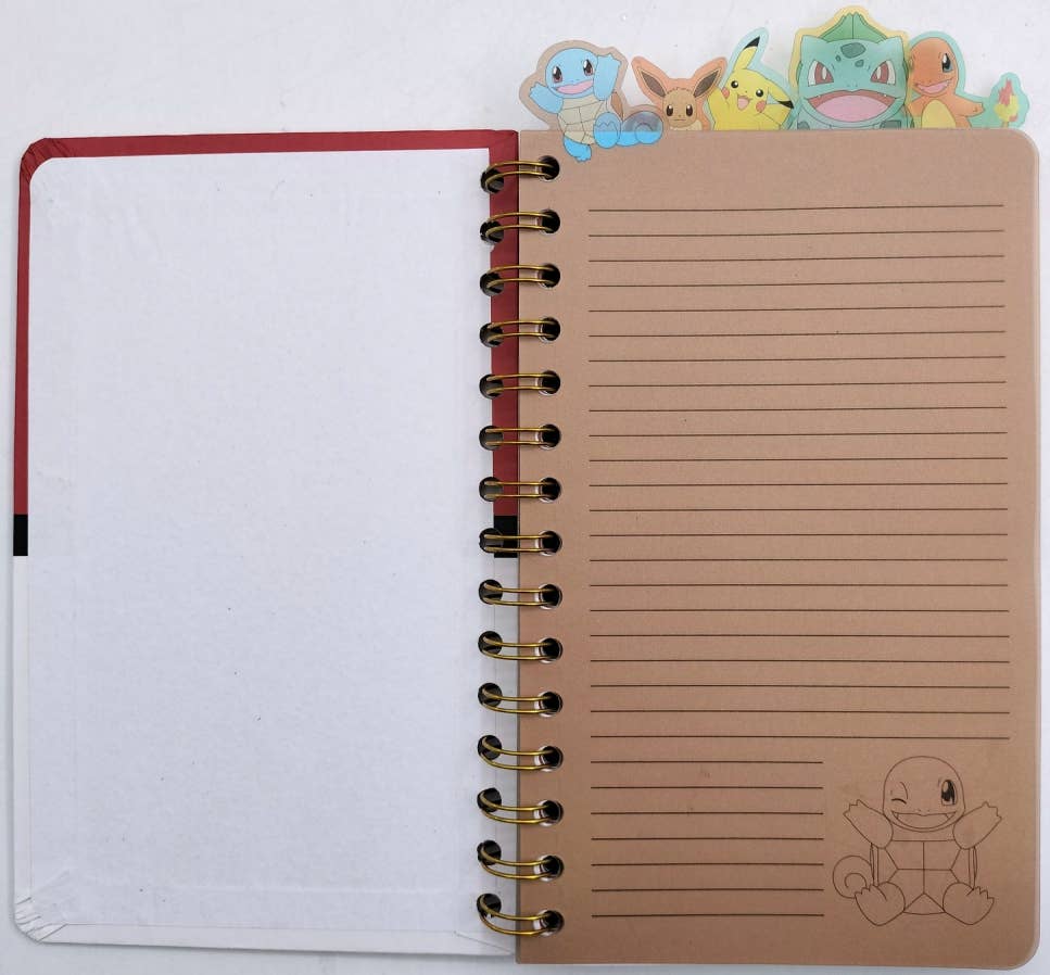 Pokemon Pokeball Starters 8" x 5" Spiral Tabbed Notebook