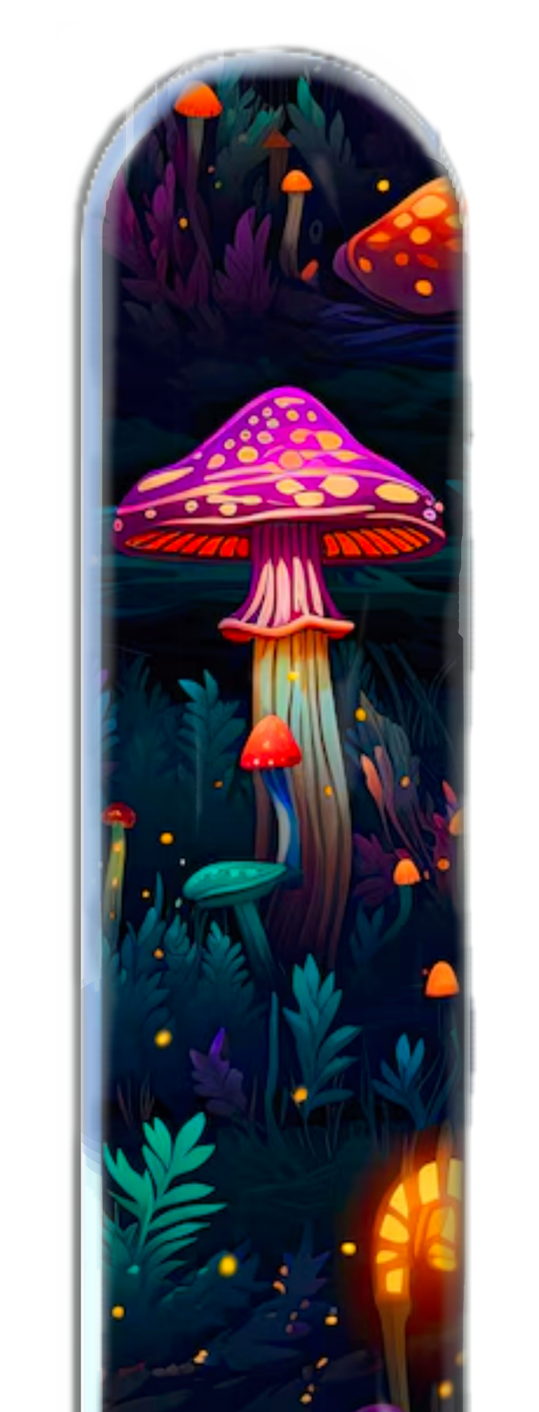 Enchanted Bright Glow Mushrooms 3D Colored Crystal Nail File: Medium