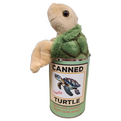 Canned Sea Turtle Stuffed Animal Plush w/Jokes | Unique Gift: Pop Top Lid