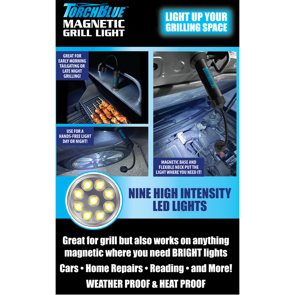Torch Blue Magnetic Grill Black LED Flashlight
