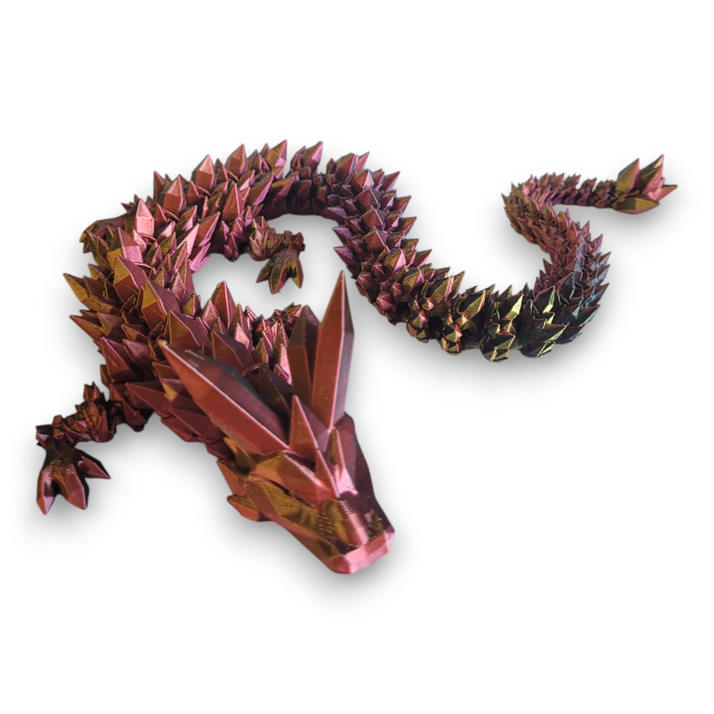 3D Printed Articulated Crystal Dragon: Tri-Color Red Blue Green / 12 inch