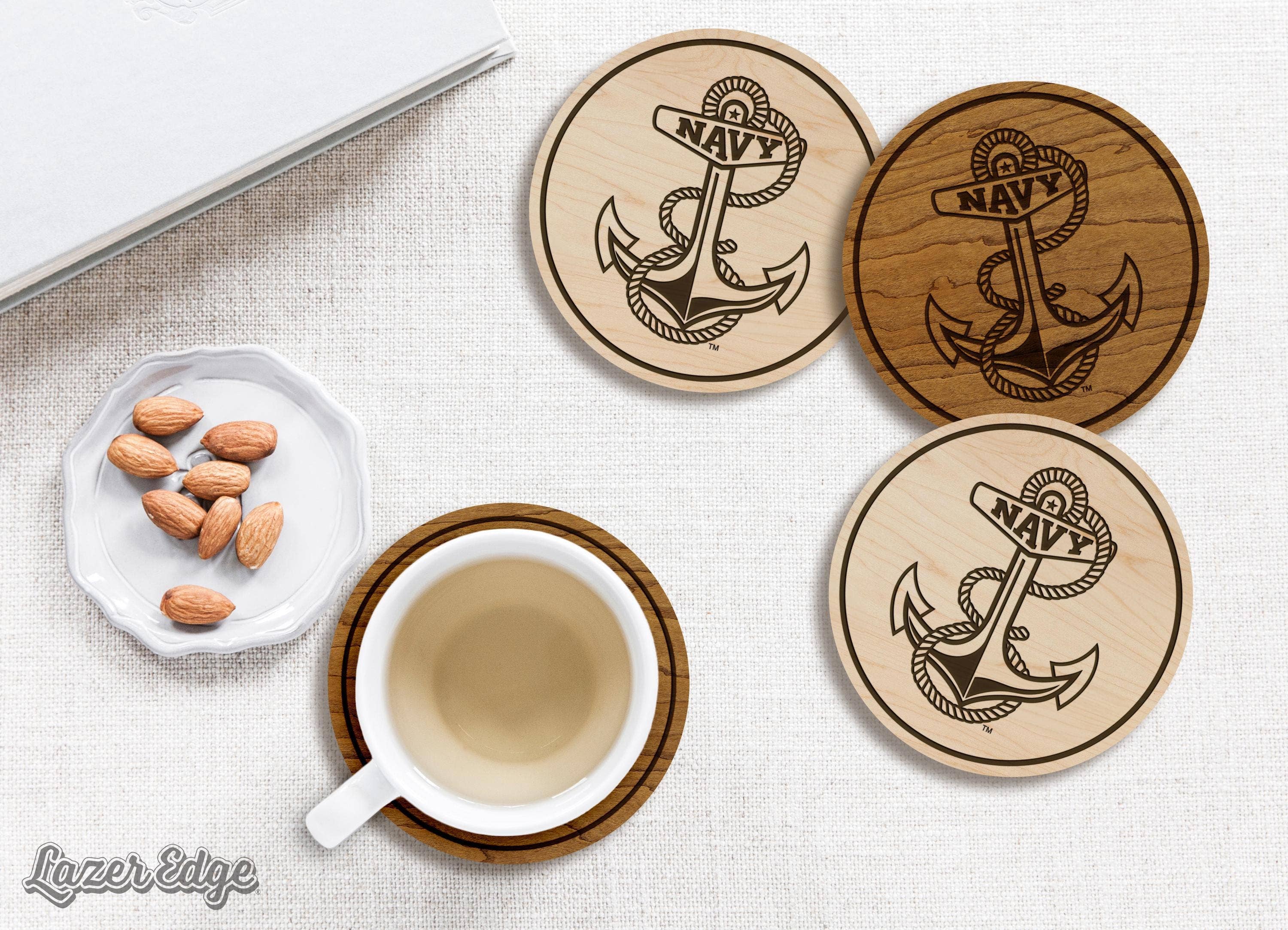 United States Naval Academy Anchor Coaster – Cherry Wood