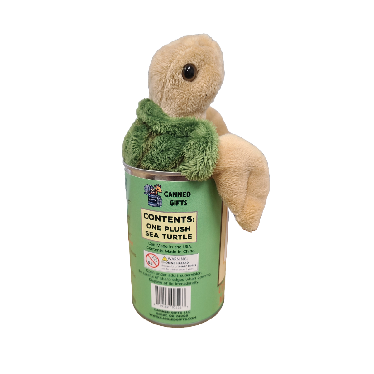 Canned Sea Turtle Stuffed Animal Plush w/Jokes | Unique Gift: Pop Top Lid