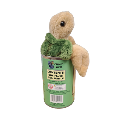 Canned Sea Turtle Stuffed Animal Plush w/Jokes | Unique Gift: Pop Top Lid