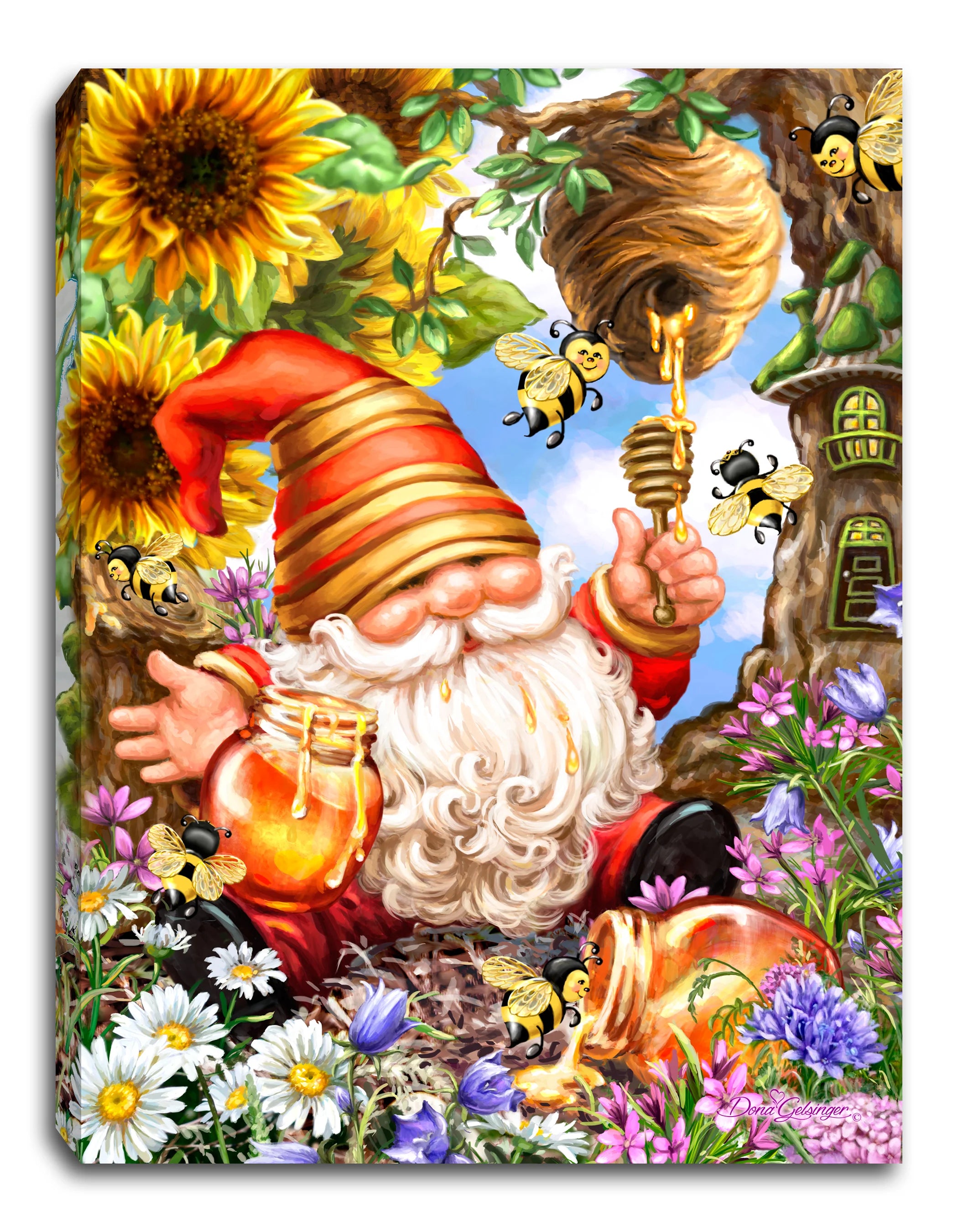 Honey Bee Gnome Lighted Tabletop Canvas