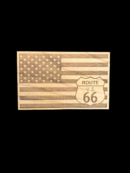 Route 66 Flag Wood Magnet