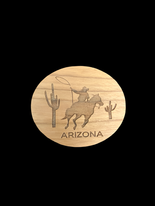 Arizona Cowboy Wood Magnet