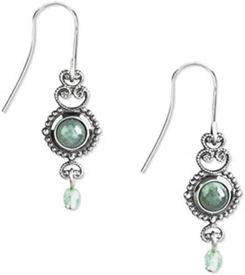 Aventurine w/Dangle Silver Forest Earrings