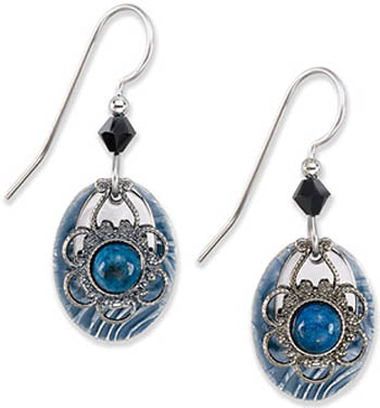 Silver Forest Silver Filigree/Denim Lapis Earrings