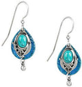 Silver Forest Teal Teardrop & Filigree Earrings