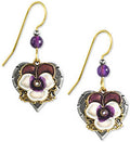 Silver Forest Purple & White Violet w/Filigree Earrings