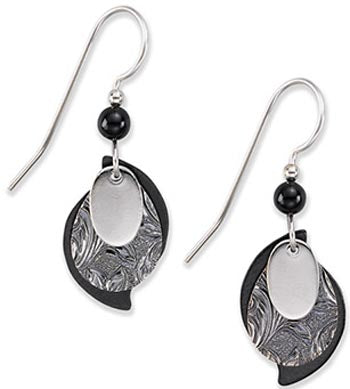 Silver Forest Black & Silver 3 Layer Paisley Earrings