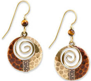 Silver Forest Brass Spiral & Bead Earrings
