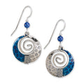 Silver Forest Blue Spiral Earrings