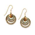 Silver Forest Tiger Eye on Circles Earrings