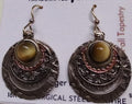 Trio Of Circles & Cab Silver Forest Earrings