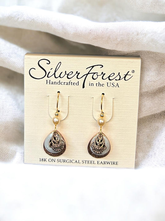 Silver Forest Filigree Teardrop Earrings