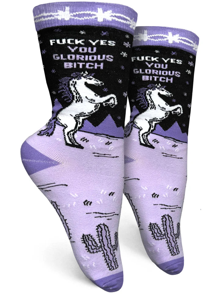 Fuck Yes You Glorious Bitch Womens Crew Socks