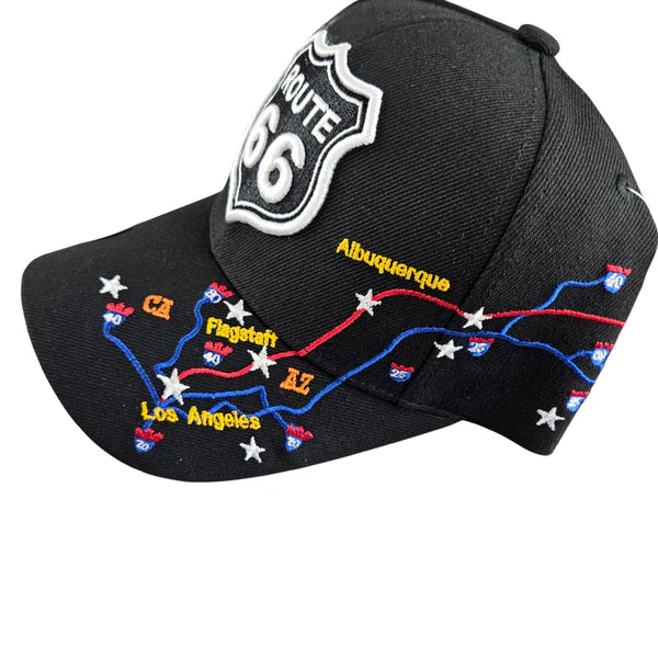 Route 66 Black Map and Shadow Shield Cap