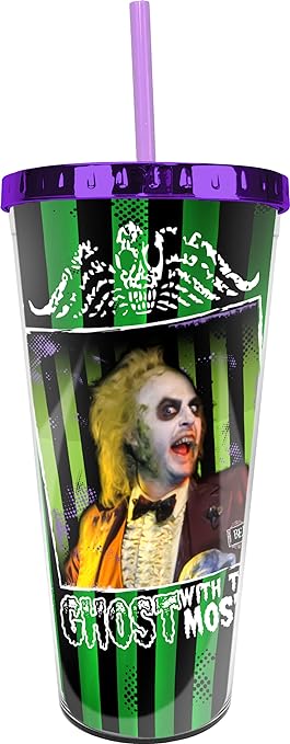 Beetlejuice Foil Cup with Straw
