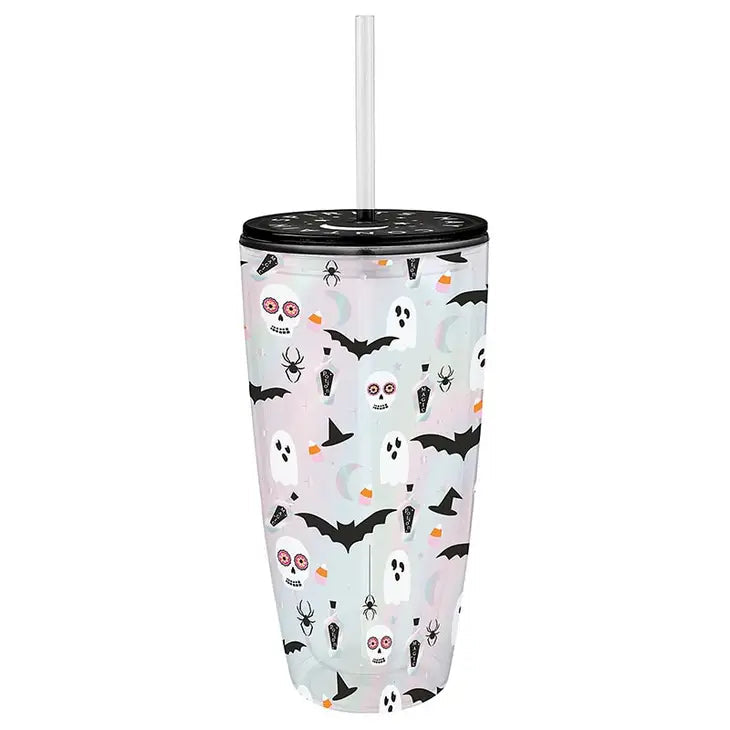 May Contain Spirits Ghosts and Bats Tumbler with Straw