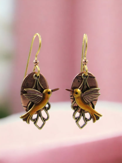 Silver Forest Hummingbird Filigree Earrings