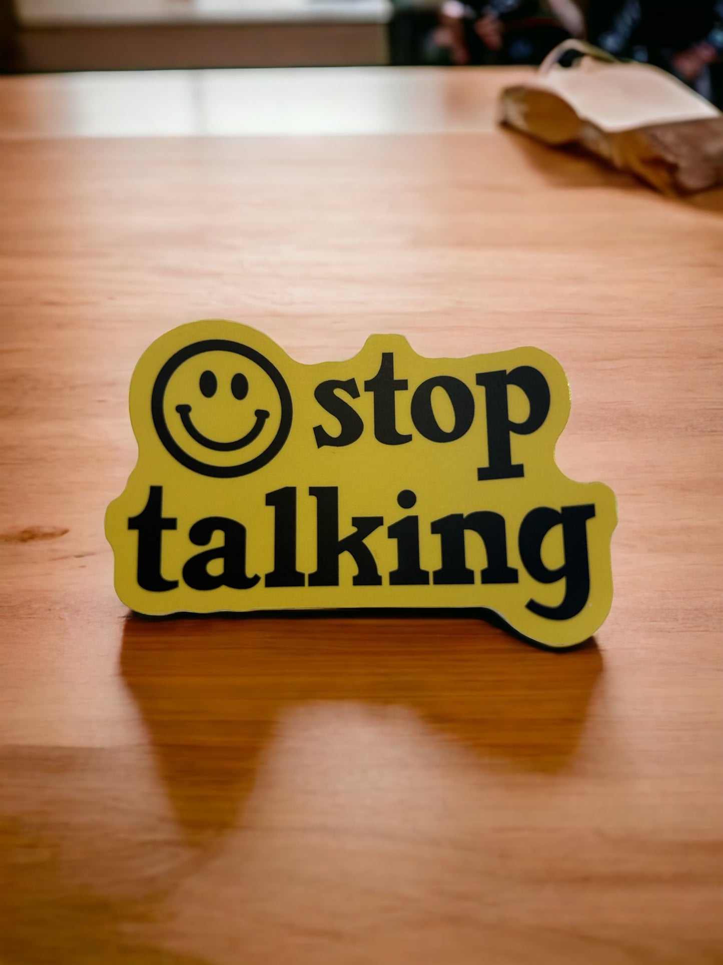 Stop Talking Smiley Face Sticker